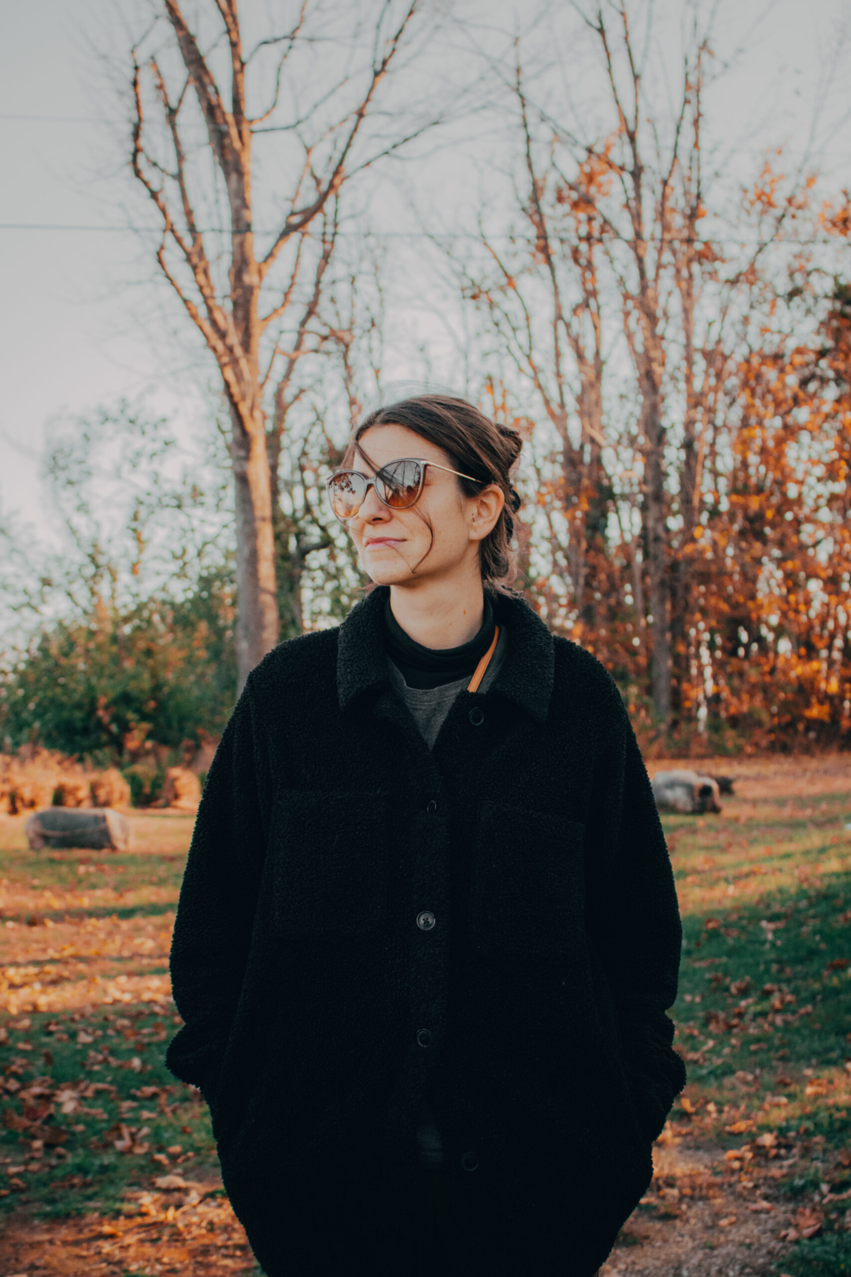 Woman posing for Fall photoshoot